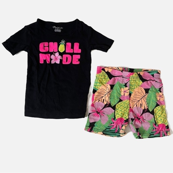 CHILDREN’s PLACE Girls Tropical Snug Fit Cotton Pajamas - Size 6 - Picture 1 of 14